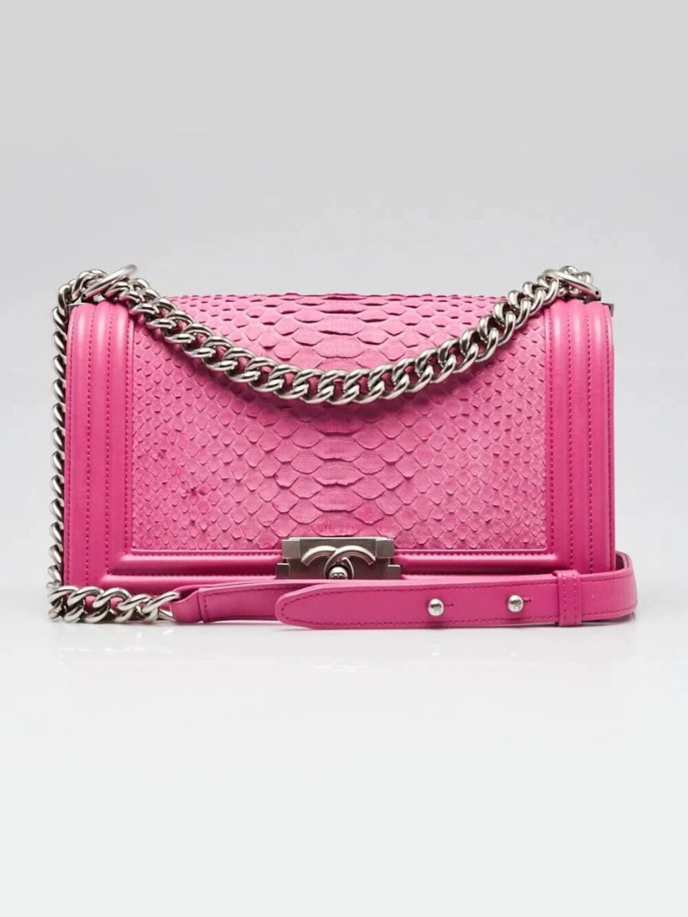 Chanel Pink Python Medium Boy Bag